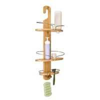 Bamboo Shower Caddy Organizer – Hanging Bathroom Shelf with Hooks & Storage