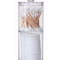 Clear Acrylic Q-Tip Holder Set (2-Pack) – Shatterproof Apothecary Jars for Bathroom & Vanity Organization