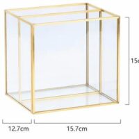 Glass Display Box Organizer – Clear Jewelry & Decor Storage Case with Gold Frame