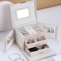 Luxury Jewelry Organizer Box – Multi-Compartment Storage Case with Drawers & Mirror
