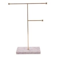 Nordic Marble Jewelry Rack Large – Gold Metal Jewelry Organizer Stand with Marble Base