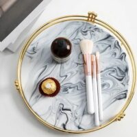 Nordic Marble Tray with Gold Frame – Decorative Vanity & Serving Tray (Gray or Pink)