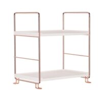 Rose Gold Storage Rack – 2-Tier Organizer Shelf for Bathroom, Vanity & Kitchen