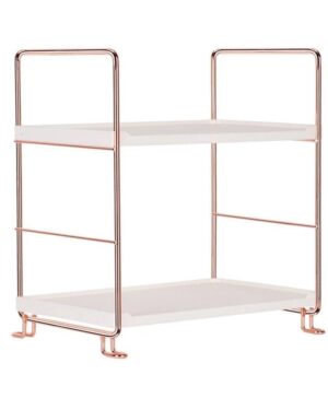 Rose Gold Storage Rack – 2-Tier Organizer Shelf for Bathroom, Vanity & Kitchen