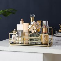 Gold Vanity Tray Organizer – Decorative Makeup & Perfume Display Tray