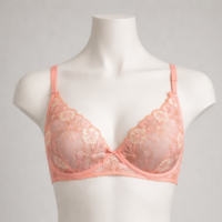 Coral Floral Embroidered Bra – Elegant Lace Support Bra