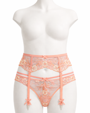 Coral Floral Embroidered Garter Belt – Lace Suspender