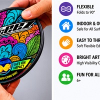 Flexible flying disc with floral artwork