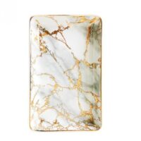 Marble Accent Tray – Decorative Vanity & Organizer Tray (Gold or Gray, Small or Large)