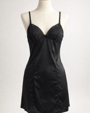 Midnight Satin & Lace Babydoll – Elegant Sleepwear