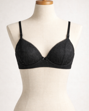 Midnight Satin & Lace Bra – Underwire Lace Bra
