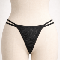 Midnight Satin & Lace G-String – Strappy Minimal Coverage Panty