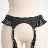 Midnight Satin & Lace Garter Belt – Lace Garter with Adjustable Straps