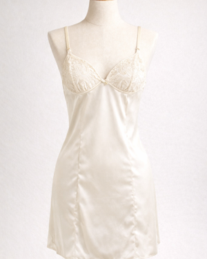 Whisper Satin & Lace Babydoll – Soft Elegant Satin Sleep Dress